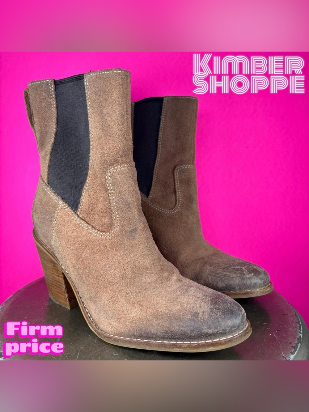 Cole Haan Graham Brown Distressed Leather Waterproof Heeled Chelsea Boot US 7